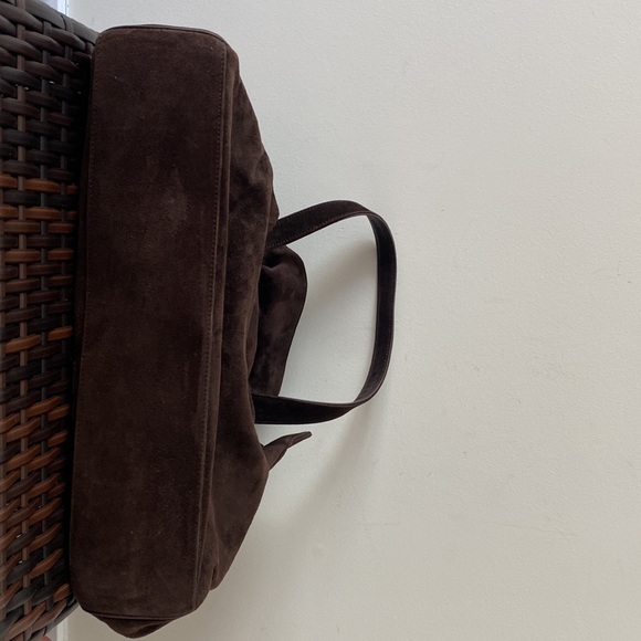 Giorgio Armani Suede Shoulder Bag Purse Chocolate Brown - Picture 8 of 9